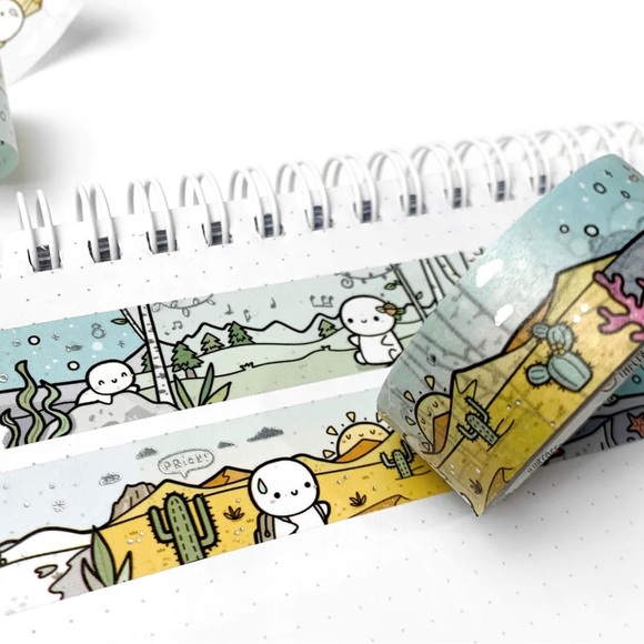 🆕 TheCoffeeMonsterzCo The Four Biomes Washi Tape - 18mm - Picture 2 of 2